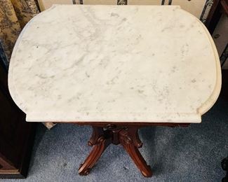 11- $350 Eastlake rectangle with conforming grey carrera marble (orignal to the piece) • 30high 23wide 17across