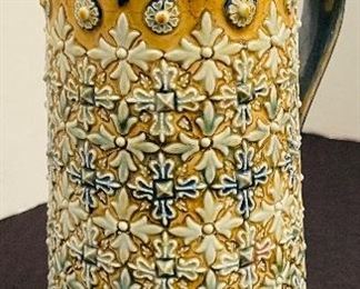 16- $295 English Majolica  Doulton tankard glazed pottery Lambert 