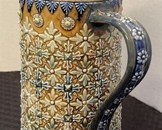16- $295 English Majolica  Doulton tankard glazed pottery Lambert 