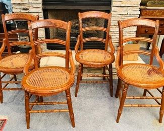 #29 - $300 Set of 4 walnut caned chairs (one has to be re-caned)  • 34high 17wide 20deep