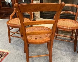 #29 - $300 Set of 4 walnut caned chairs (one has to be re-caned)  • 34high 17wide 20deep