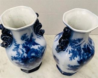 #39 - $50 Asiatic pheasants England set of 2 • flow blue vases   • 7high 4across