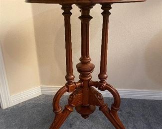 #54 - $295 Antique tripod footed walnut round top table  • 32high 24across 