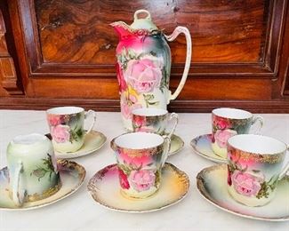 #64 - $68 Hand painted Roses tea set 