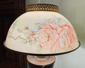 #95 - $395 19th century Onyx and hand painted shade table / Lamp  • 72high 14Across