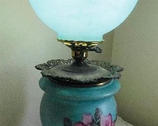 #114 - $128 Gone with the wind turquoise lamp  • 26high 10across