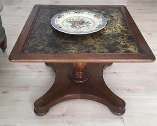 Low side table with decorative top