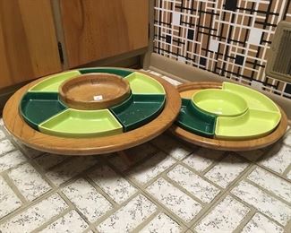 Classic Retro Lazy Susans with removable ceramic dish inserts 