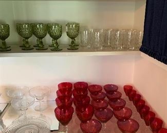 Assorted goblets, glassware and demitasse tea cups and saucers 