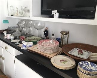 Decorative plates and large earthenware bowl