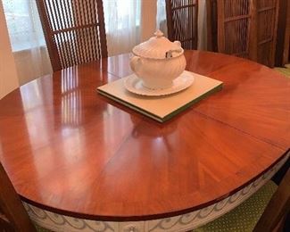 Drexel dining room table, 3 leaves and custom table pads 