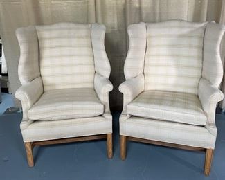 Two vintage wingback chairs