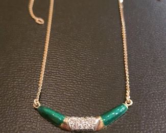 18k diamond and green enamel necklace 8.3 gr... $400