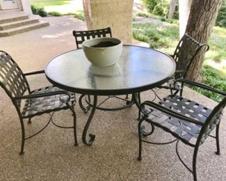 Woodard Patio Dining Table + (4) Armchairs