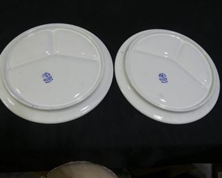 3 Blue Willow Divided Dinner Plates, & More