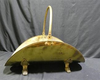 Claw Footed Brass Firewood Carrier