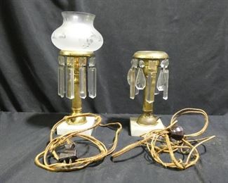 Two Vintage Electric Marble Base Dresser Lamps