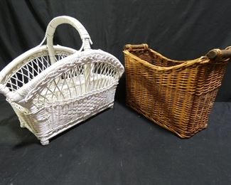 6 Wicker & Wooden Baskets Lot