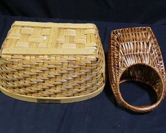 6 Wicker & Wooden Baskets Lot