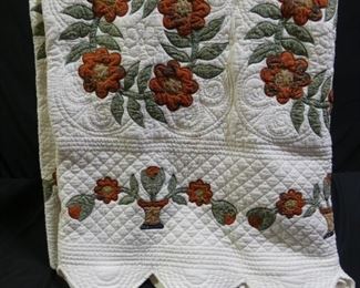 Queen Sized White Flower Quilt