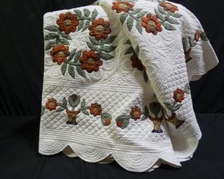 Queen Sized White Flower Quilt