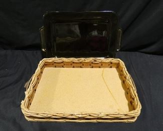 Baking Dishes, Wicker Carry Basket, & Serving Tray