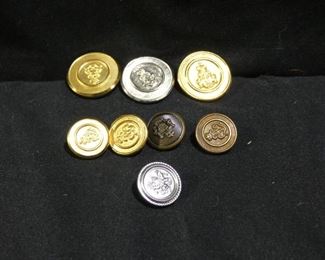 8 Vintage Brass & Silver Buttons