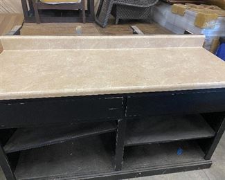 Black Wooden Base with Neutral Countertop.