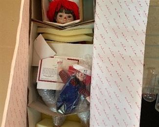 Collectible Raggedy Andy doll by Kelly Rupert, new in box