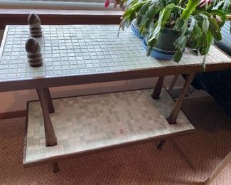Vintage Mid Century mosaic 2 tier table