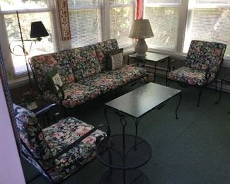 VINTAGE PATIO SET - SOFA - ROCKER - CHAIR - TABLE