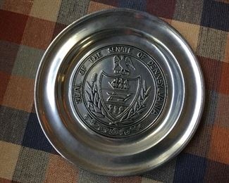 WILTON SEAL OF THE SENATE OF PENNSYLVANIA PEWTER PLATE