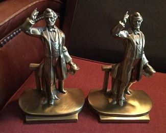 ABRAHAM LINCOLN BRASS BOOKENDS