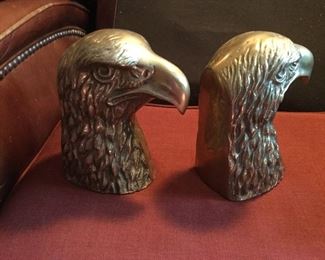 SOLID BRASS EAGLE HEAD BOOKENDS