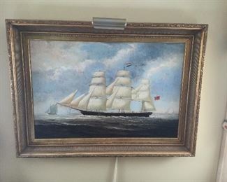 FRAMED ART-  CLIPPER SHIP by J. NELSON