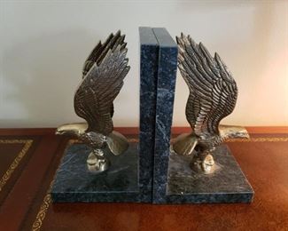 GREST CITY TRADERS MARBLE BRASS EAGLE BOOKENDS