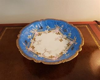 LIMOGES BLUE SERVING PLATE w/GOLD EDGING