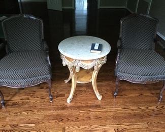 ACCENT ARM CHAIRS    MARBLE TABLE 24" ROUND