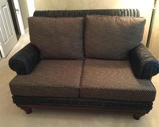 RATTAN & FABRIC LOVESEAT IN PREVIOUS PHOTO