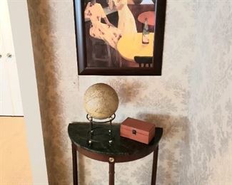 Half Moon Entry Table w/Brass Accents