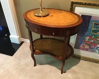 Maitland Smith Oval Table w/kidney shape shelf