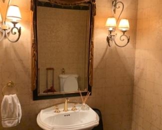 Metal Gold Gilt Mirror  (Sconces not for sale)