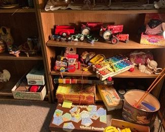 Tractors  and gently used old toys.