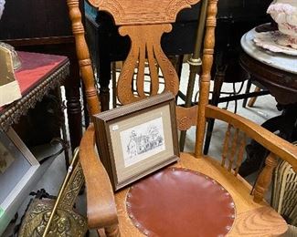 Antique pressed oak chair