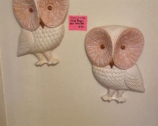 Bisque Owl vintage wall art