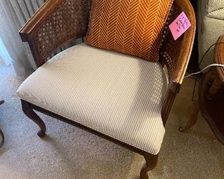 Pair of cane back barrel chairs