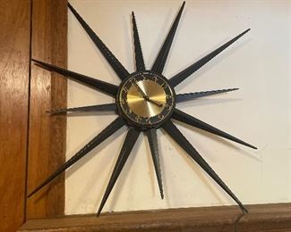 Mid-Century Verichron wall clock - 30" sunburst 