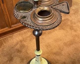 1950's Art Deco - L.M. Co. Fairmount Smoking Stand - small piece of marble chip on base - and we have the chipped off part.  