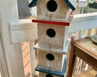 $45 - Pottery Barn stacked bird house/decor - 27"Hx7"Wx7"D