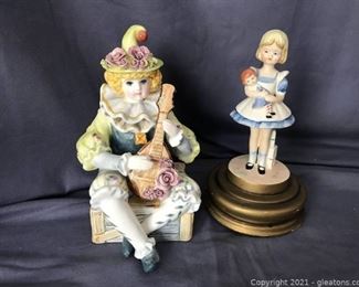 Schmid Music Box of Clown Numbered Girl with Doll Music Box